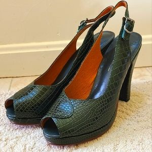 Re-Mix Joan Slingback Peeptoe Croc Pumps